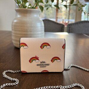 Coach Mini Wallet On A Chain With Rainbow Print CK391 Pride